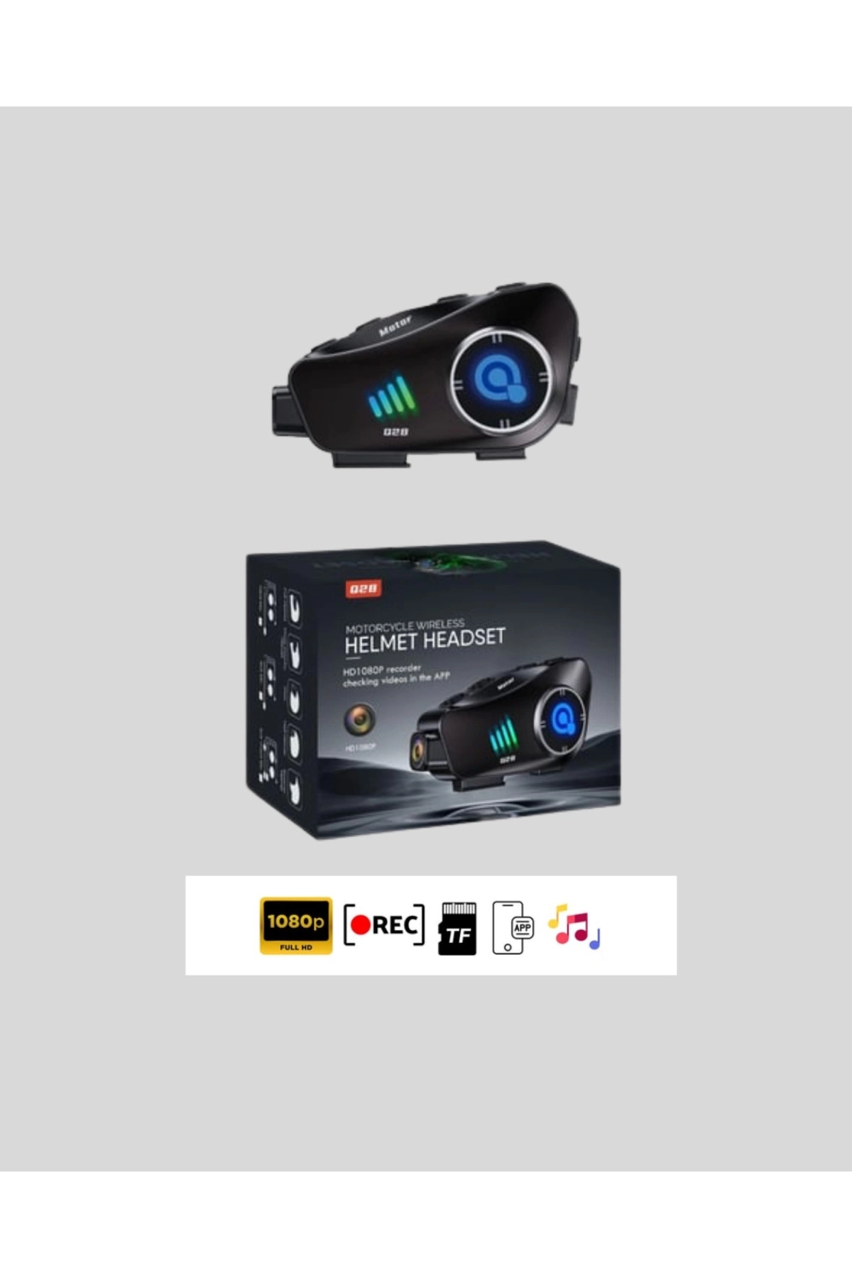 resimler/genel/Q28 Kask Kulaklık 1080P Hd Kamera â€“ Bluetooth 5.3, Su Geçirmez, Gürültü Azaltma